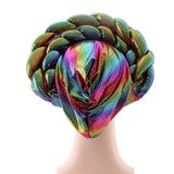 Muslim Headscarf Womens Baotou Hat Double Braid Hat With Crossed Forehead Adjustable Braid Hat African Headscarf