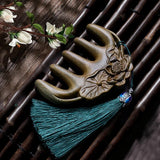 Natural Green Sandalwood Comb Combination Set Mini Retro Head Meridian Natural Wide Teeth Carved Online Celebrity Gift Box.