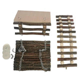 Natural Hideout For Hamster Guinea Pig Climbing Toy Wear-resistant Natural Wood Activity Platform With Wooden Ladder Fence