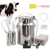 New 10L Electric Cow Goat Milking Machine 220V Cattle Pulsating Milking Machine Stainless Steel Milker Bucket Vacuum Pump