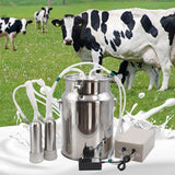 New 10L Electric Cow Goat Milking Machine 220V Cattle Pulsating Milking Machine Stainless Steel Milker Bucket Vacuum Pump