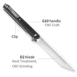 New Folding Knife for Hunting and Fishing G10 Handle D2 Dlade Outdoor Portable Pocket Folding Stiletto Survival Defense Tool