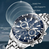 New REWARD Business Watches for Men Stainless Quartz Wristwatch Waterproof Chronograph Luminous Date Sports Mens Wrist Watch