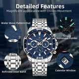 New REWARD Business Watches for Men Stainless Quartz Wristwatch Waterproof Chronograph Luminous Date Sports Mens Wrist Watch