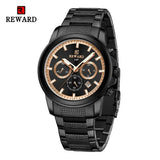 New REWARD Quartz Watches for Men Luxur Watch Stainless Steel Chronograph Luminous Waterproof Date Sport Man Wristwatch