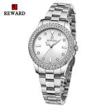 New REWARD Top Brand Luxury Watch for Women Japan Movement Stainless Steel Dress Wristwatch Waterproof Luminous Quartz Watches