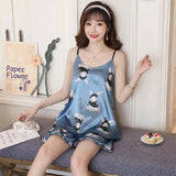 New Silk Sleep Suit Women Sexy Lace Satin Pajamas Set V Neck Hollow Out Pijama Lady's Luxurious Elegance Homewear Nightwear