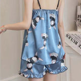New Silk Sleep Suit Women Sexy Lace Satin Pajamas Set V Neck Hollow Out Pijama Lady's Luxurious Elegance Homewear Nightwear