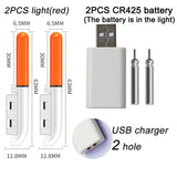 Night Fishing Lights CR425 Lithium Battery USB Charging Set Float Tool Glow Stick LED Fishing Tackle Fluorescent Lamp Tools