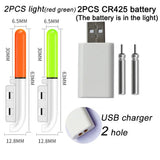 Night Fishing Lights CR425 Lithium Battery USB Charging Set Float Tool Glow Stick LED Fishing Tackle Fluorescent Lamp Tools