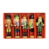 Nutcracker Figures Christmas 5Pcs Festive Collectible Puppet Pendant Wood 4.7Inch Christmas Nutcracker Pendant Ornaments