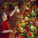 Nutcracker Figures Christmas 5Pcs Festive Collectible Puppet Pendant Wood 4.7Inch Christmas Nutcracker Pendant Ornaments