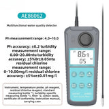 2026 PH Meters AE86063 Water Quality Detector Aquaculture Hydrogen Sulfide/Residual Chlorine/Ammonia Nitrogen Water Quality Sepa