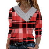Women Scarf Collar T-shirt With Long Sleeves Hoodie Button Top