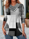 Geometric Stitching Contrast Color Women's V-neck Jumpsuit