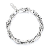 Sterling Silver Vintage Personality Stitching Twist Dragon Head Buckle Woven Bracelet