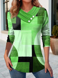 Geometric Stitching Contrast Color Women's V-neck Jumpsuit