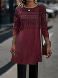 Women's Printed Long-sleeved Mid-length Knitted Top
