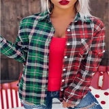Contrast Color Loose Street Hipster Lapel Single Breasted Shirt