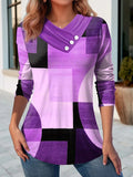Geometric Stitching Contrast Color Women's V-neck Jumpsuit