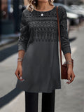 Women's Printed Long-sleeved Mid-length Knitted Top