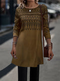 Women's Printed Long-sleeved Mid-length Knitted Top