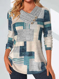 European And American Fashion V-neck Long Sleeve Top