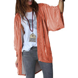 Pink Vintage Velvet Wide Sleeve Cardigan Top Women's European And American Spring And Autumn New Fashion Thin Coat