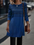 Women's Printed Long-sleeved Mid-length Knitted Top