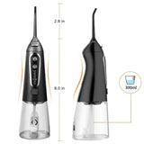 Oral Irrigator 5 Modes USB Rechargeable Portable Dental Water Flosser Jet 300ml Water Tank Teeth Cleaner 6 Jet Nozzle