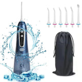 Oral Irrigator 5 Modes USB Rechargeable Portable Dental Water Flosser Jet 300ml Water Tank Teeth Cleaner 6 Jet Nozzle
