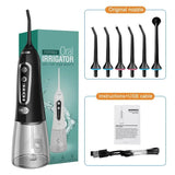 Oral Irrigator 5 Modes USB Rechargeable Portable Dental Water Flosser Jet 300ml Water Tank Teeth Cleaner 6 Jet Nozzle
