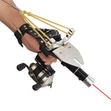 Outdoor Fishing Tool Powerful Hunting Catapult Fishing Slingshot Suit with Laser Fishing Wheel Reel Handguard New Fish Grip Set