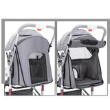 Outdoor Pet Cart Dog Cat Carrier Pet Stroller Multicolor Oxford Cloth Steel Pipe High-intensity 4-wheels One-key Folding