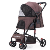 Outdoor Pet Cart Dog Cat Carrier Pet Stroller Multicolor Oxford Cloth Steel Pipe High-intensity 4-wheels One-key Folding
