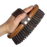 Oval Harness Comb for Harness Care, Harness Care, De-fluffing Brush, Wooden Horse Hair, Sweat Cleaning Brush, Shedding Massage