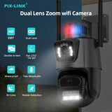 PIX-LINK A25 IP Camera 6MP 4K Dual Lens PTZ Wifi Camera Indoor Waterproof Security Video Surveillance Camera Police Light Alarm