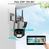 PIX-LINK A25 IP Camera 6MP 4K Dual Lens PTZ Wifi Camera Indoor Waterproof Security Video Surveillance Camera Police Light Alarm