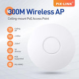 PIX-LINK CWR01 EU 300Mbps WiFi Repeater Wall Mounted Wifi Access Point Wireless Dual Band Indoor Ceiling AP Mode