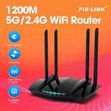 PIXLINK AC22 1200Mbps Wireless Gigabit Router Signal Amplifier Wireless-AC Dual Band Smart Technology 4-Gigabit Ports