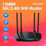 PIXLINK AC22 1200Mbps Wireless Gigabit Router Signal Amplifier Wireless-AC Dual Band Smart Technology 4-Gigabit Ports