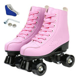 PU Leather Roller Skates Skating Shoes 4-wheel Skates Sliding Inline Quad Skates Sneakers Rollers Shoes with Wheels Flashing