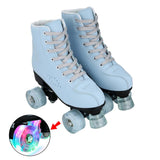 PU Leather Roller Skates Skating Shoes 4-wheel Skates Sliding Inline Quad Skates Sneakers Rollers Shoes with Wheels Flashing