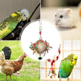 Parrot Chew Ball Colorful Paper Hangable Round Ratten Bird Training Toys With Bell Natural Bird Toys For Cockatiel Conure