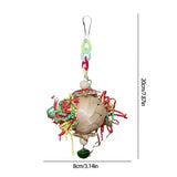 Parrot Chew Ball Colorful Paper Hangable Round Ratten Bird Training Toys With Bell Natural Bird Toys For Cockatiel Conure