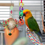 Parrot Chew Ball Colorful Paper Hangable Round Ratten Bird Training Toys With Bell Natural Bird Toys For Cockatiel Conure