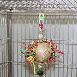 Parrot Chew Ball Colorful Paper Hangable Round Ratten Bird Training Toys With Bell Natural Bird Toys For Cockatiel Conure