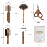 Pet Comb Nail Clipper Set Wood Stainless Steel Dog Hair Remove Brush Pet Nail Trimmer Tool Pet Hair Care Cleaning Supplies Set