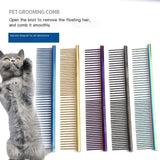 Pet Comb Stainless Steel Straight Comb Dog Cat Beauty Colorful Steel Comb Large Dog Knot Comb Lightweight And Wear-resistant