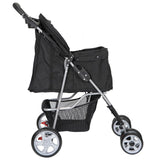Pet Dog Stroller Travel Carriage 4 Wheeler w/Foldable Carrier Cart & Cup Holder